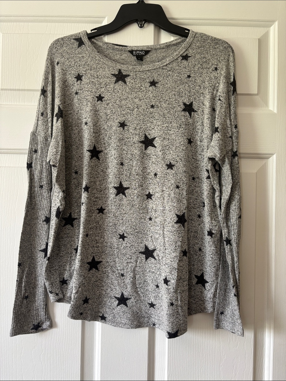 Buffalo David Bitton Heather Gray Star-Print Long Sleeve Top